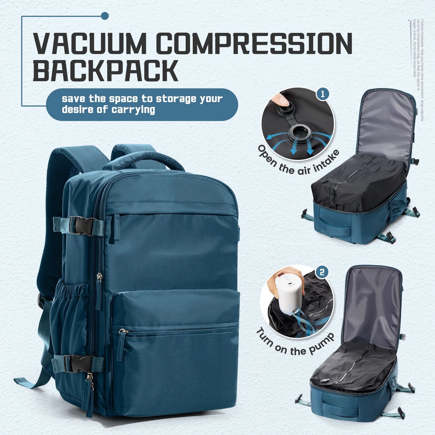 Men’s Vacuum Compression Travel Backpack – 40x20x25 Cabin Size