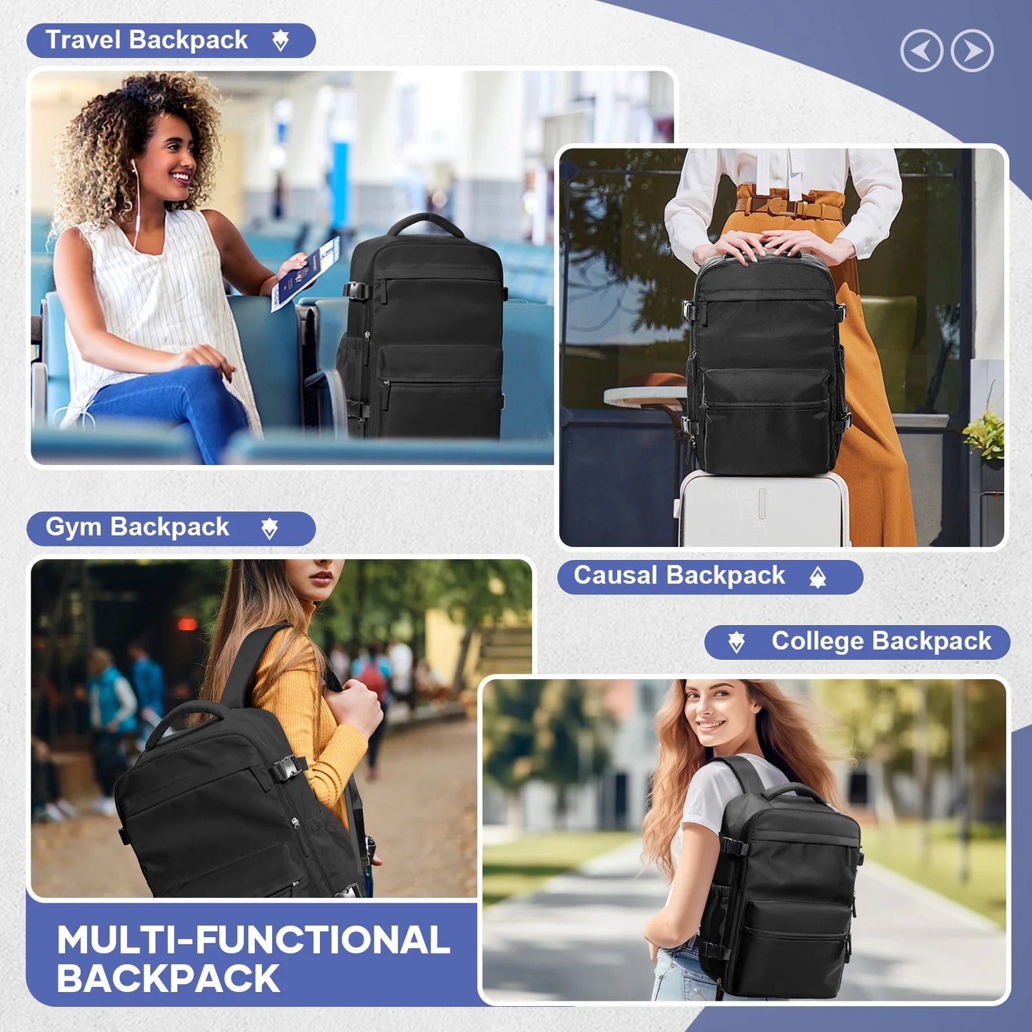 Men’s Vacuum Compression Travel Backpack – 40x20x25 Cabin Size